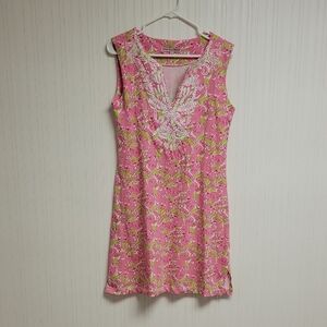 Barbara Gerwit Vintage Pink & Green Koala Print Dress Sz Medium. coastal
